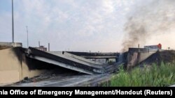 2023 年 6 月 11 日,宾夕法尼亚州费城一座立交桥下方发生火灾后,95 号州际公路部分坍塌。