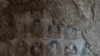 中国甘肃张掖市马蹄寺石窟群的壁画古迹。(2023年4月27日)