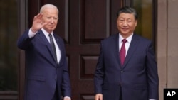 美国总统拜登与中国领导人习近平在加州费罗丽庄园举行双边会谈。(2023年11月15日)
