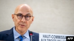 Ông Volker Türk, Cao uỷ Nhân quyền Liên hiệp quốc, phát biểu tại một phiên họp của Hội đồng Nhân quyền Liên hiệp quốc ở Geneva, Thuỵ Sĩ, ngày 19/6/2023.