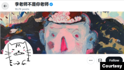 旅意异见艺术家李颖在X的平台:“李老师不是你老师”