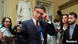 Спікер Палати представників Майк Джонсон після голосування за понад $60 млрд для України, 20 квітня 2024.