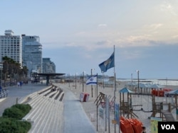 特拉维夫旧港( Tel Aviv Port) 因为战争变得冷清、空无一人。(美国之音 赖素芬)
