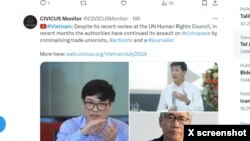 Báo cáo của CIVICUS Monitor về tình hình nhân quyền Việt Nam, ngày 18/7/2024.