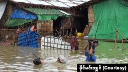 ကျောက်တော်မြို့နယ် ညောင်ချာင်း စစ်ဘေးဒုက္ခသည်စခန်း ရေဝင်နေစဉ် (သြဂုတ် ၇၊ ၂၀၂၃)
