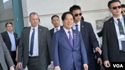 台湾副总统赖清德抵达旧金山机场附近酒店。(2023年8月16日,美国之音记者李逸华拍摄)