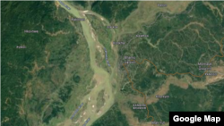 ကချင်ပြည်နယ် ဗန်းမော်မြို့နယ်တဝိုက်ကို ဝေဟင်က မြင်ကွင်းကို Google Earth မြေပုံမှ မြင်တွေ့ရစဉ်