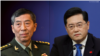 中国官媒报道,中国国防部长李尚福(左)被免除职务,前外交部长秦刚(右)的国务委员职务也被免除。(2023年10月24日)