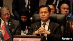 资料照片:柬埔寨首相洪玛奈在雅加达出席东盟-中国峰会。(2023年9月6日)