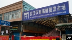资料照片:2020年1月21日,湖北省武汉市被关闭的华南海鲜批发市场。(美联社照片)
