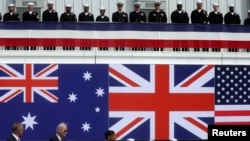 美国、英国和澳大利亚领导人2023年3月13日宣布推进AUKUS核潜艇方案。(路透社)