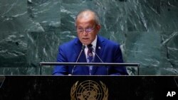 资料照片:马绍尔群岛总统卡布阿在联大发言。(2023年9月20日)