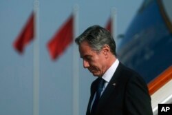 美国国务卿布林肯抵达北京。(2023年6月18日)