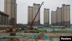 资料照:碧桂园在天津开发的一处住宅区建筑工地。(2023年8月18日)