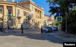 资料照:克里米亚塞瓦斯托波尔的俄罗斯黑海舰队指挥部据报遭无人机袭击。(2022年7月31日)