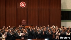 香港立法会全票通过根据《基本法》第23条订立的新的国家安全法案。(2024年3月19日)