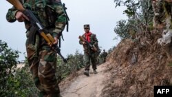 ၂၀၂၃ ခုနှစ်၊ မတ်လ ၈ ရက်နေ့က နမ်းဆန်မြို့အနီး တအာင်း (TNLA) တပ်ဖွဲ့များ ကင်းလှည့်နေစဉ်။