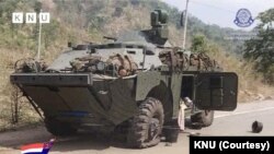 မြဝတီမြို့ကိုဦးတည်လာတဲ့ စစ်ကောင်စီစစ်ကြောင်းကို ကြားဖြတ်တိုက်ခိုက်ခဲ့ကြောင်း KNU ထုတ်ပြန်ခဲ့သည့်မှတ်တမ်းပုံ (ဧပြီ ၂၂၊ ၂၀၂၄)