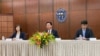 台湾外交部长吴钊燮在台北对外国记者讲话。(2023年9月28日)