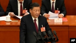 中国领导人习近平在全国人大闭幕式上讲话。(2023年3月13日)