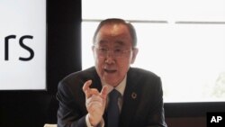 2023 年 5 月 31 日,前联合国秘书长潘基文在韩国首尔举行的新闻发布会上发表讲话。