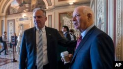 Архівне фото: сенаткори США Тім Кейн, Бен Кардін у Капітолії, Вашингтон
