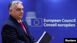 匈牙利总理欧尔班(Viktor Orban)在布鲁塞尔出席欧盟领导人峰会。(2023年12月14日)