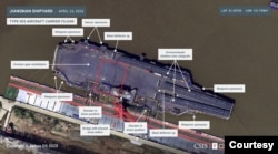 CSIS旗下“中国实力”(China Power)网站照片显示福建舰“裂痕”改变位置。
