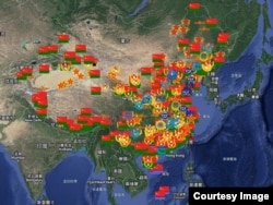 台生温约瑟绘制的"中国人民解放军基地及设施"互动地图(照片提供:温约瑟)