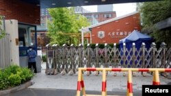 北京史家试验学校因北京市新冠疫情爆发而关闭。(2022年4月28日)