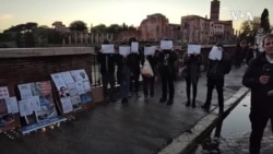 罗马中国留学生集会声援“白纸革命” 罗马中国留学生集会声援“白纸革命”