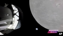 美国宇航局(NASA)的猎户座太空舱。(NASA电视截图)