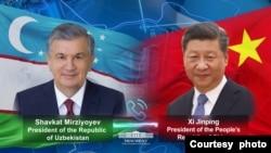 2021年10月24日,在乌兹别克斯坦的总统选举后,显示乌中两国领导人进行电话交谈的图像。