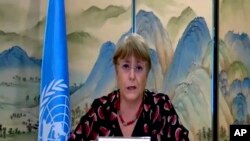 联合国人权事务高级专员巴切莱特在中国广州举行在线记者会(2022年5月28日)