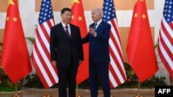 美国总统拜登与中国国家主席习近平在印度尼西亚巴厘岛出席G20峰会期间举行会晤。(资料照片,2022年11月14日)