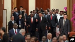 中国国家主席习近平和非洲国家领导人在北京出席中非合作论坛圆桌会议(2018年9月4日)