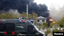 江苏省盐城市响水县天嘉宜化工厂2019年3月21日发生大爆炸武警到场维稳(路透社)