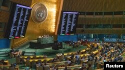 联合国大会2022年10月12日通过决议谴责并拒绝接受俄罗斯吞并乌克兰领土的行为。(路透社)