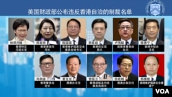 美国宣布制裁11名中共及香港官员,林郑月娥、夏宝龙榜上有名
