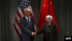 美国财长耶伦与中国副总理刘鹤在苏黎世举行会谈。(2023年1月18日)