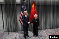 美国财长耶伦与中国副总理刘鹤在苏黎世举行会谈。(2023年1月18日)