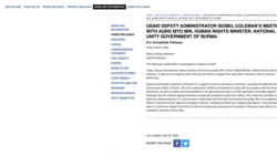 NUG လူ့အခွင့်အရေးဝန်ကြီး USAID ဒုတိယအကြီးအကဲနဲ့ မြန်မာ့အရေးဆွေးနွေး NUG လူ့အခွင့်အရေးဝန်ကြီး USAID ဒုတိယအကြီးအကဲနဲ့ မြန်မာ့အရေးဆွေးနွေး