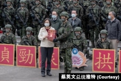 台湾总统蔡英文在兔年新春之际向台湾军人表达祝福。(2023年1月23日)