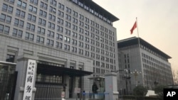 北京的中国商务部大楼。(2019年1月9日)