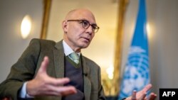 联合国人权事务高级专员福尔克尔·蒂尔克 (Volker Tuerk)在日内瓦接受法新社记者采访。(2023年1月4日)
