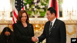 2022年9月26日,日本首相岸田文雄在东京会见来往美国副总统哈里斯。