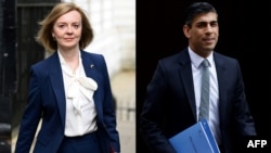 竞选英国首相的英国现任外交大臣特拉斯(左)、前财政大臣苏纳克(右)