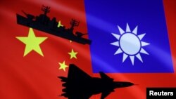 中国军队在台湾周边举行大规模军事演习示意图(路透社)