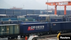 资料照片:中国重庆的中欧班列(2019年3月30日)