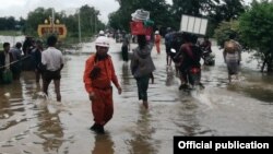 ပဲခူးတိုင်းဒေသကြီး၊ ပဲခူးခရိုင်၊ မဒေါက်မြို့နယ်နှင့် ရွှေကျင်မြို့နယ်တို့တွင် ရေကြီးရေလျှံဖြစ် (Myanmar Fire Services Department)